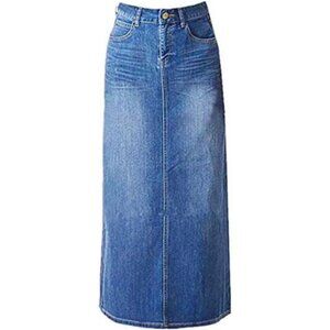 Long Denim Skirt for Women Blue2
